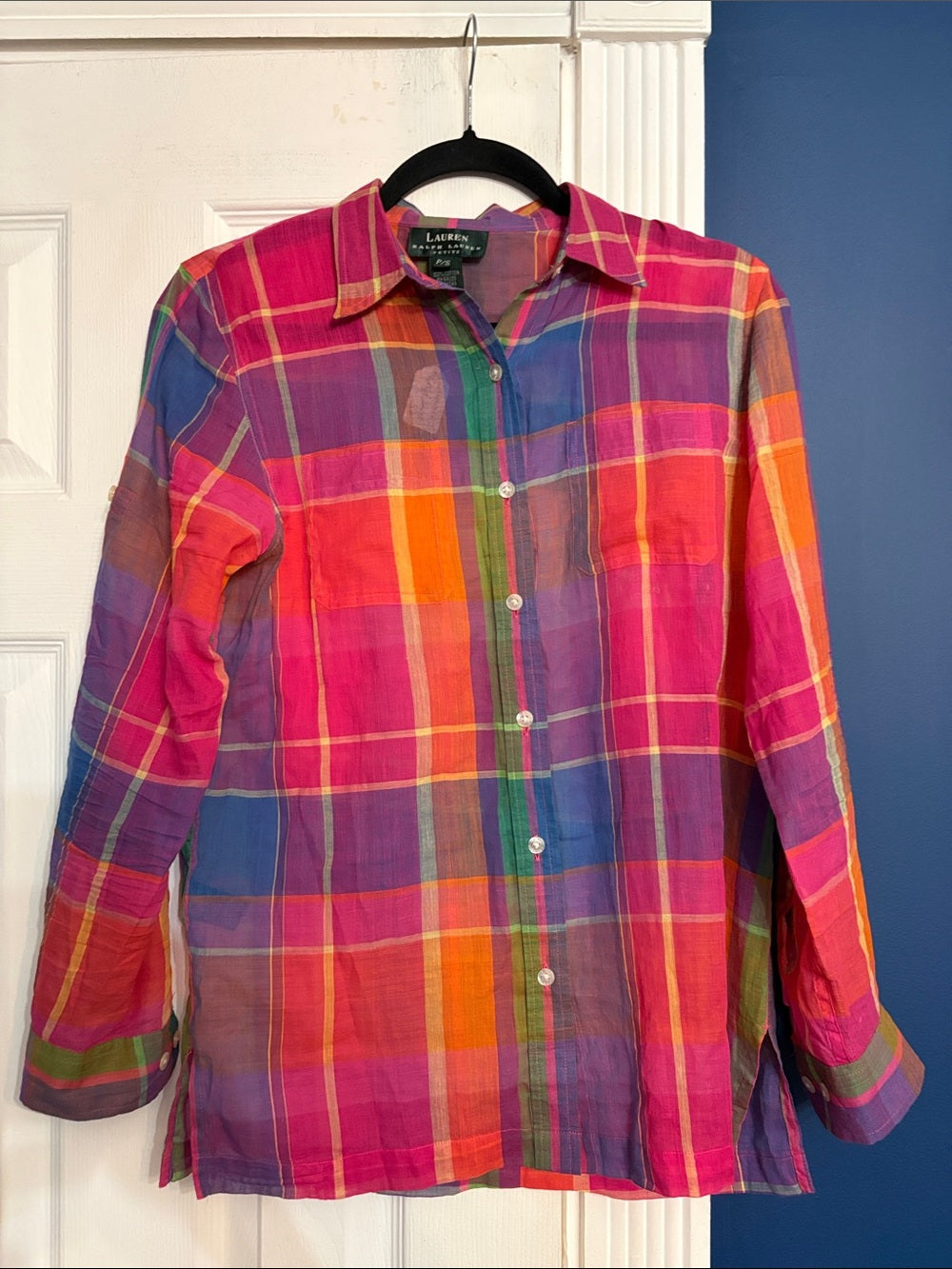 Ralph Lauren Plaid Cotton Shirt - size small petite 🌟 - Image 3