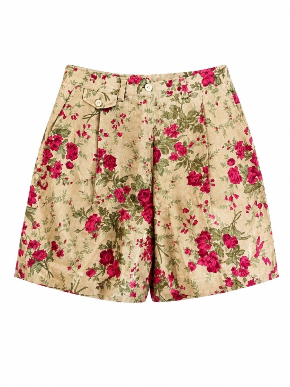 RALPH LAUREN Vintage 90’s Pleated Red Floral linen shorts - size 12P 🌟 - Image 1