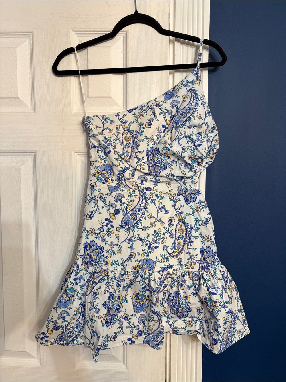 Milly Brinlee Paisley Asymmetric Side Cut Out Mini Dress - size 6 - Image 8