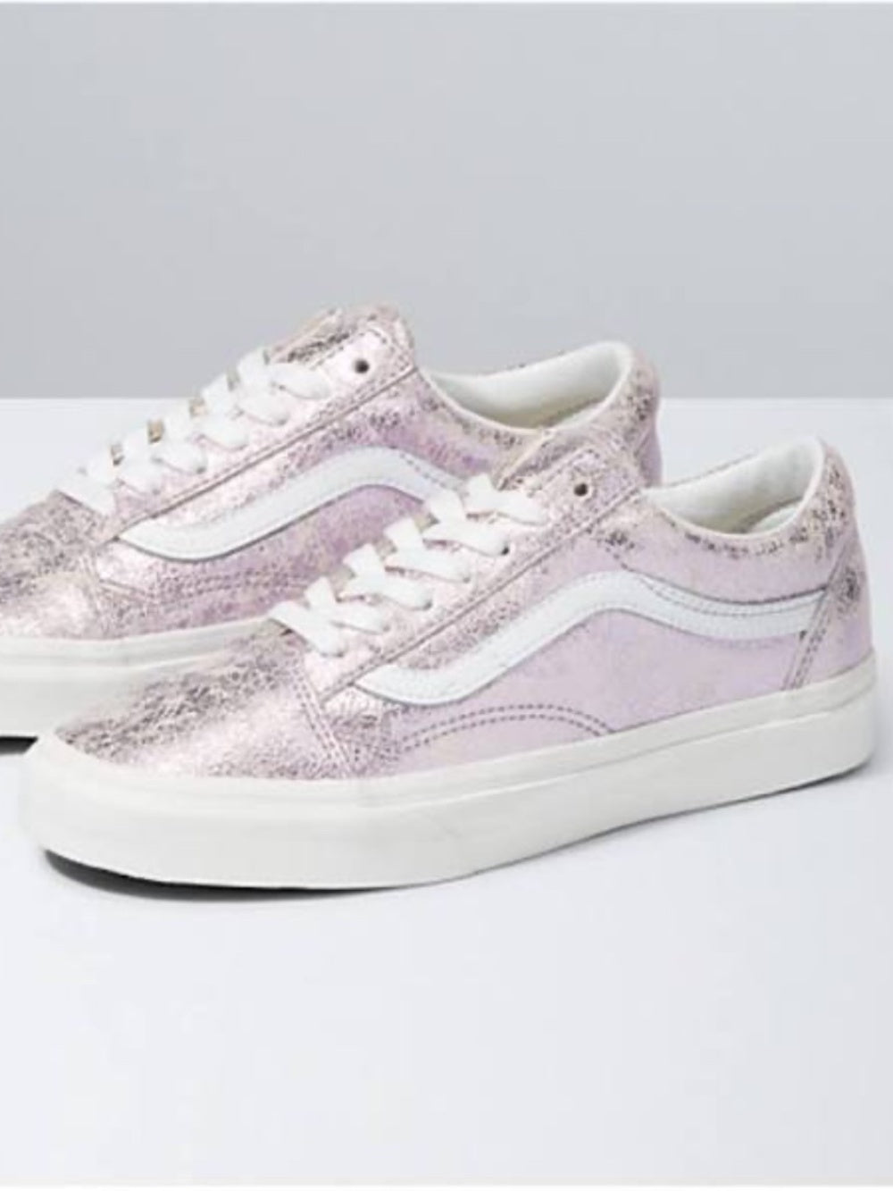 Vans Old Skool Leather Rose Gold Cracked Metallic Sneakers - size 8 womens 🌟 - Image 1