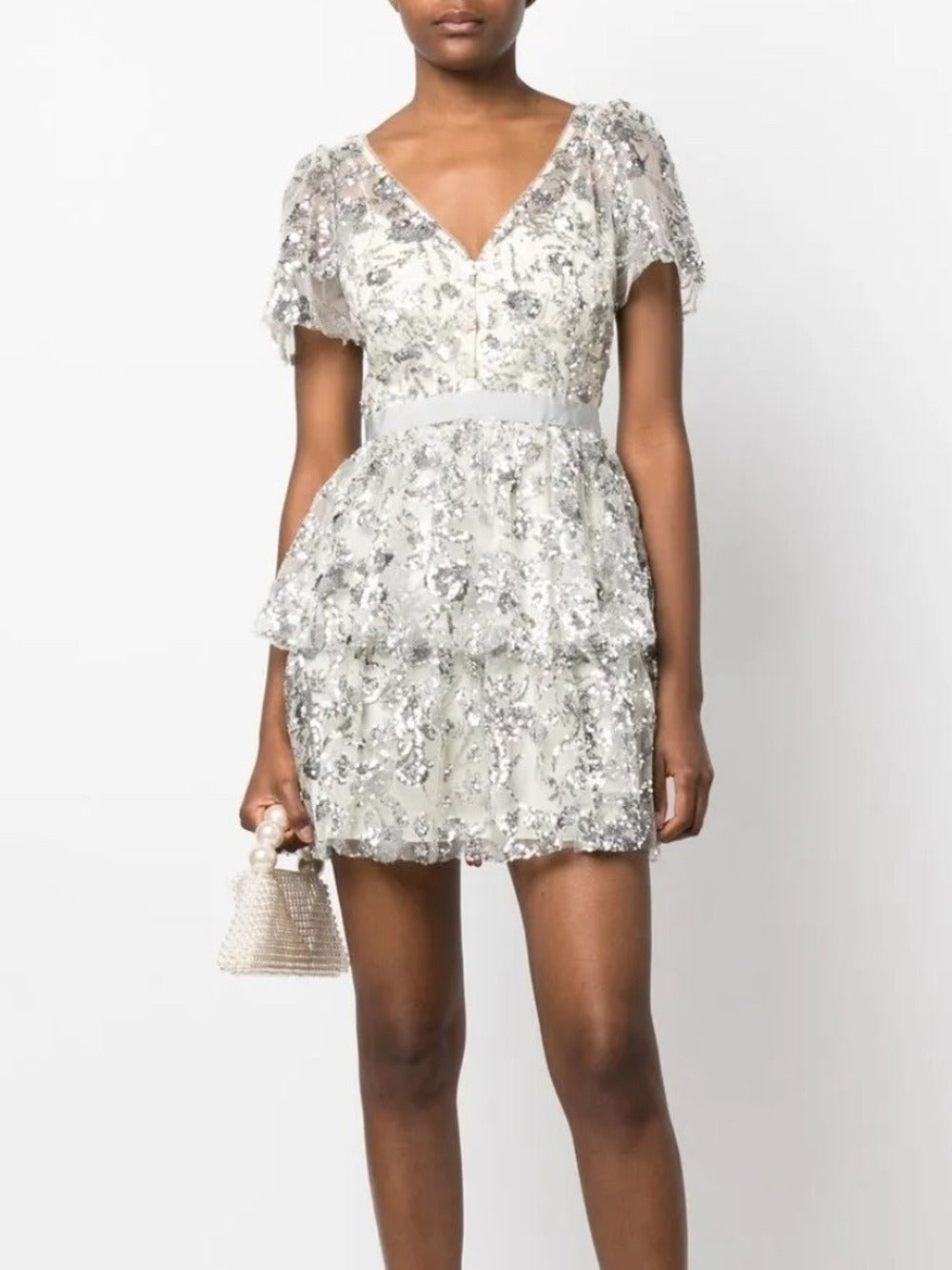 Self-Portrait sequined tiered minidress -size 8 🌟 - Image 1