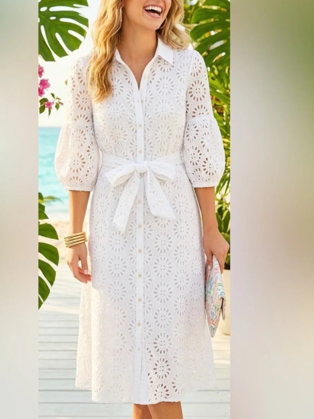 Lilly Pulitzer Mialynn Midi Eyelet Shirt - size 6 🌟 - Image 1