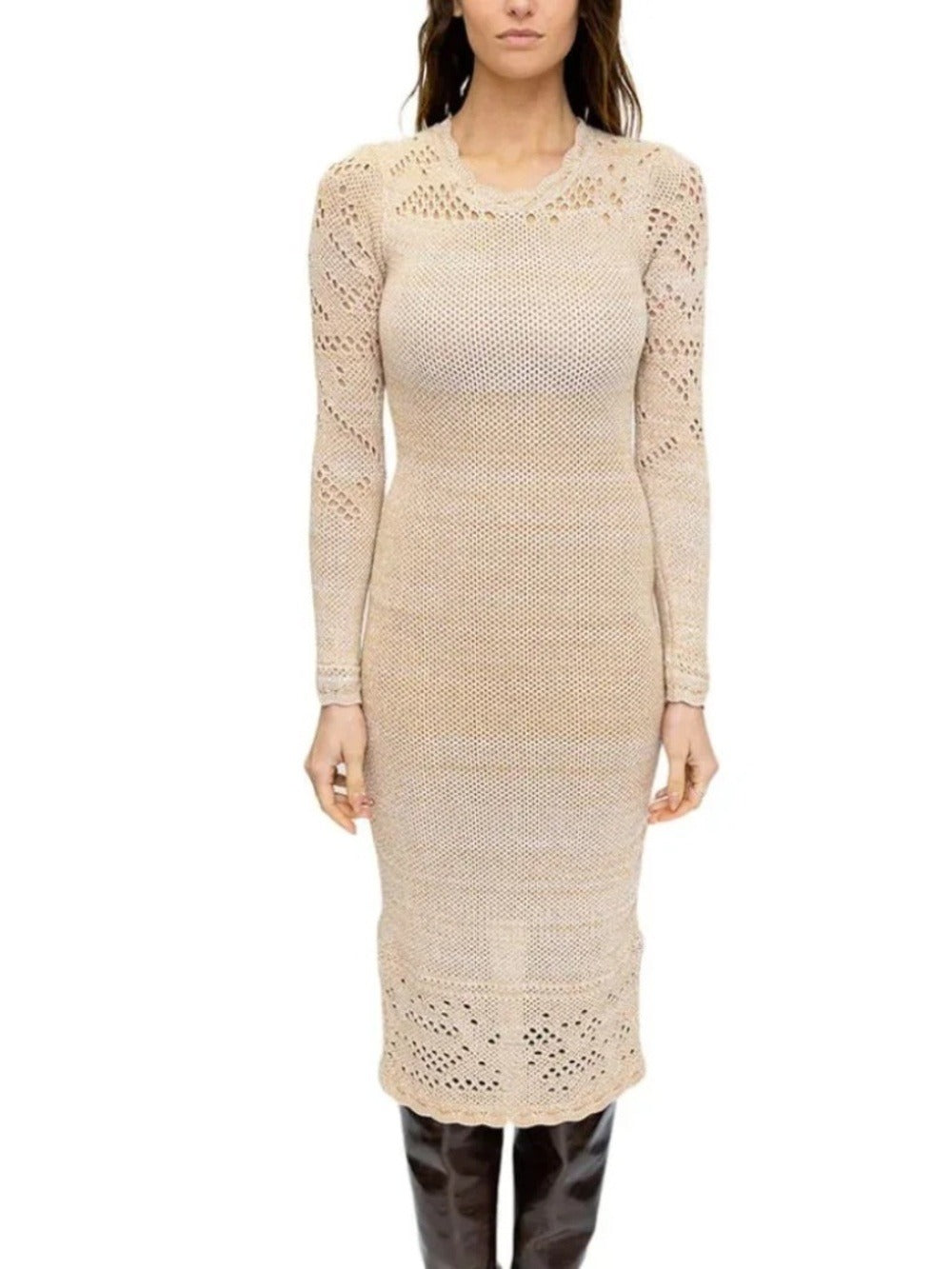 TORN BY RONNY KOBO Celeste Dress Open Knit Midi Dress - size M 🌟 - Image 1