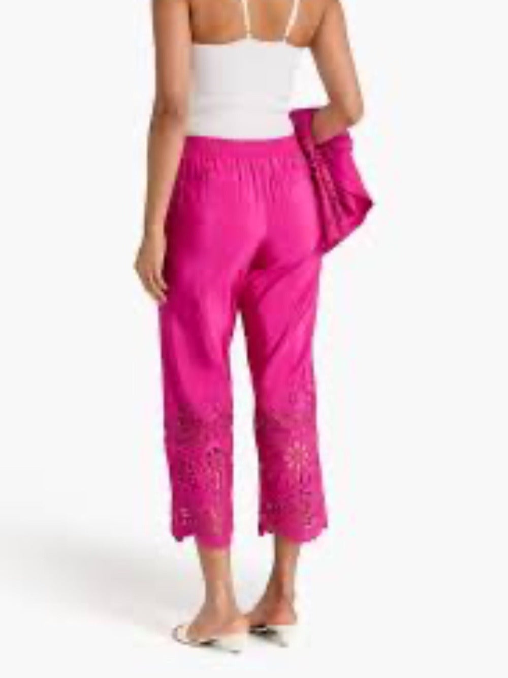 VALENTINO GARAVANI Broderie anglaise silk-twill straight-leg pants - size 36 🌟 - Image 3