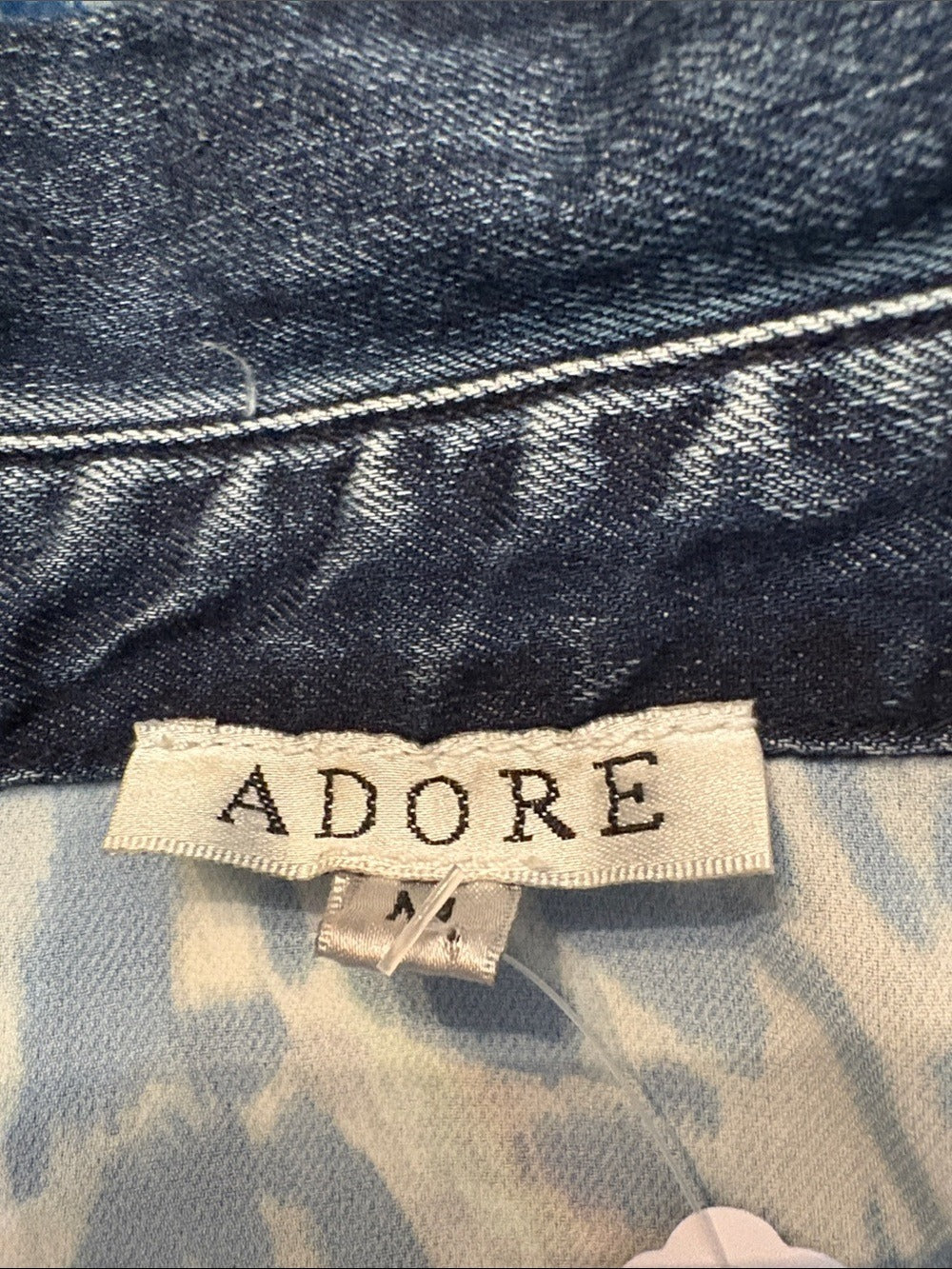 Adore blue Animal Print Denim Jacket with jean panels and Frayed trim -size M 🌟 - Image 2