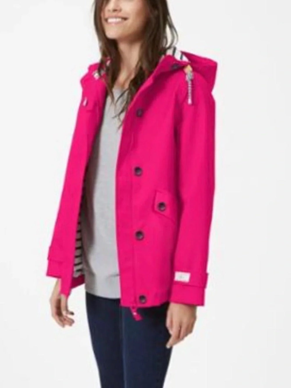 Joules Rain Jacket Women Pink Good Waterproof Hooded - size 6 - Image 3