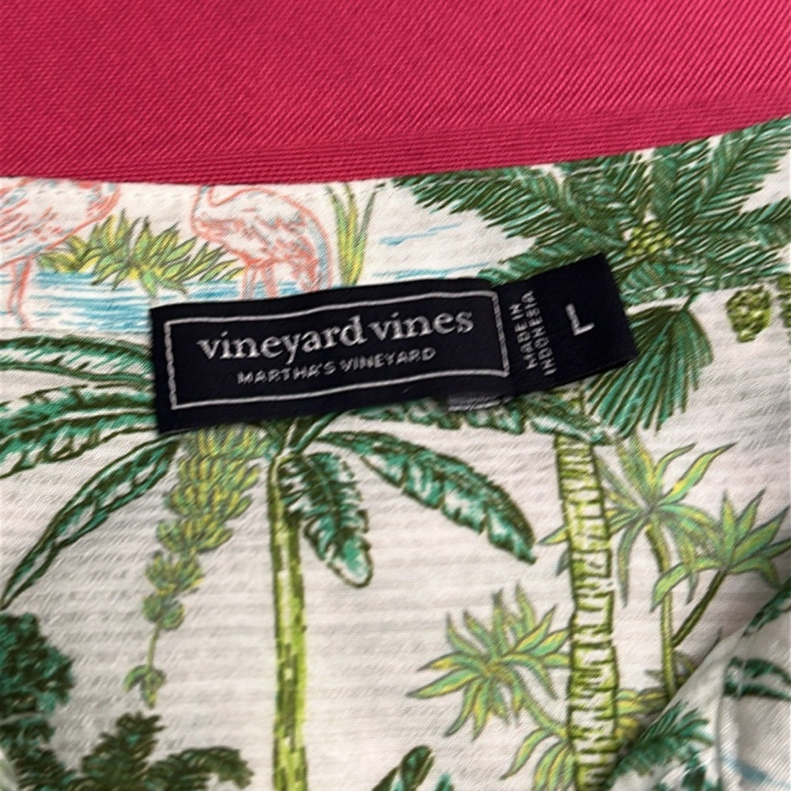 Vineyard Vines Tropical Flamingo Printed Mini Long Sleeve Dress - L