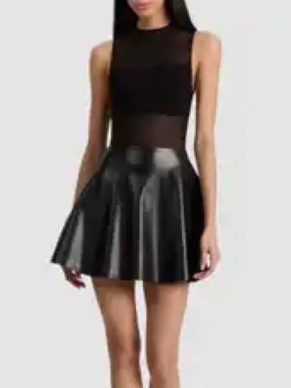 Alice And Olivia Chara Mesh Drop Waist Mixed Media Dress In Black - size 14 - Image 1