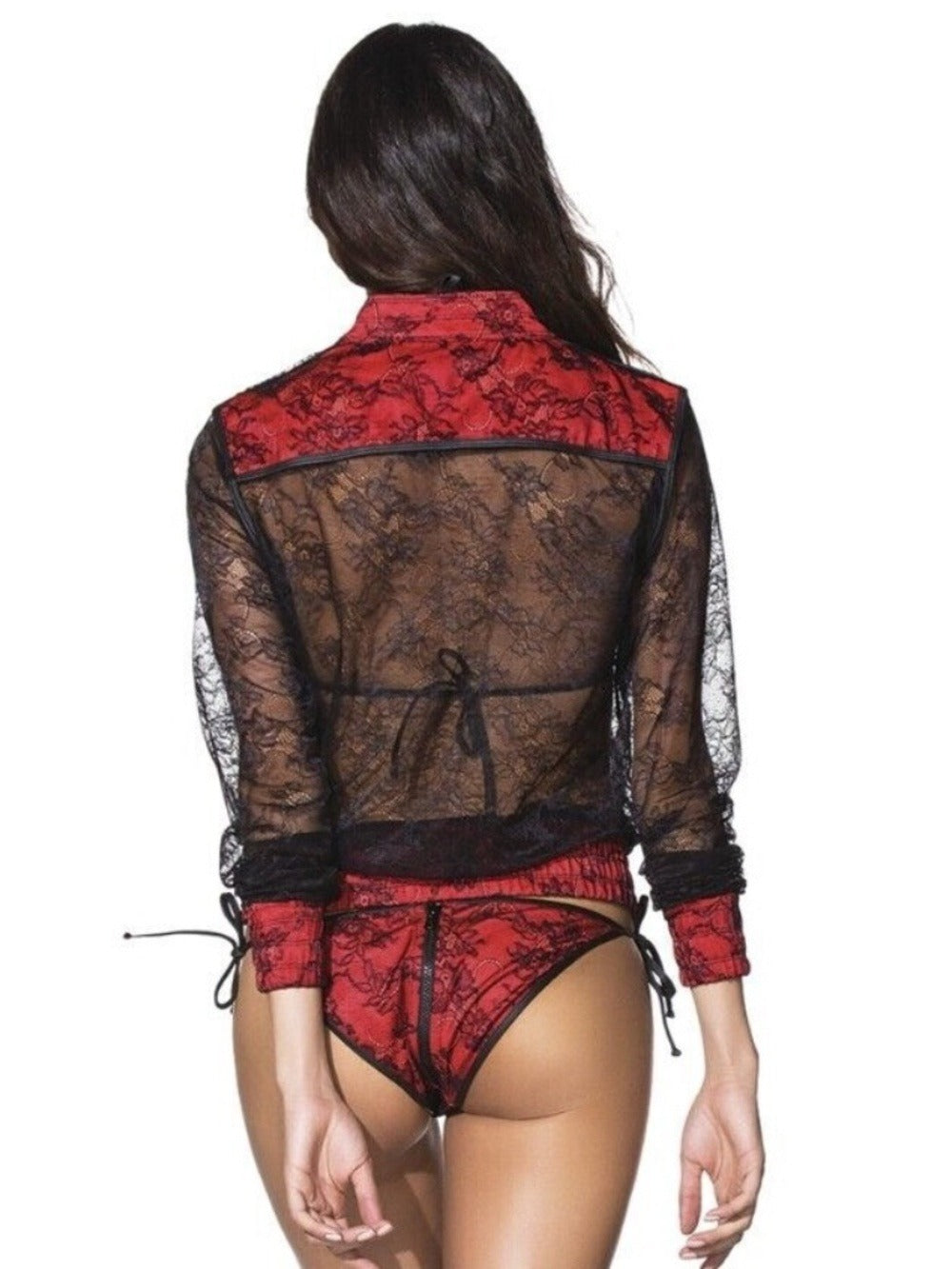 Agua Bendita Polar Aurora Black Lace over Red Neoprene Jacket - size M - Image 2