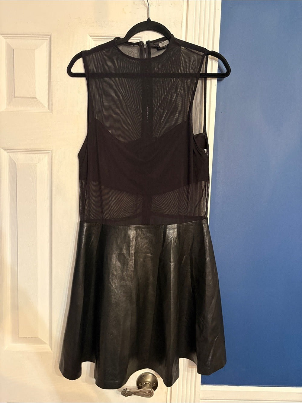 Alice And Olivia Chara Mesh Drop Waist Mixed Media Dress In Black - size 14 - Image 4
