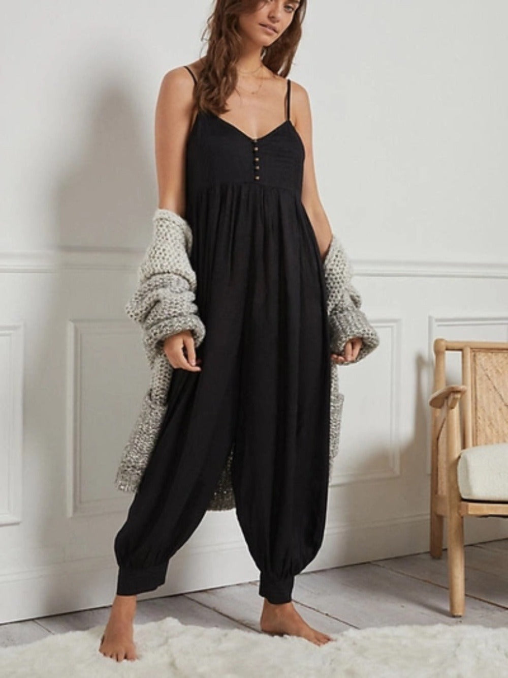 ANTHROPOLOGIE Vega Lounge Jumpsuit In Black - size M - Image 1