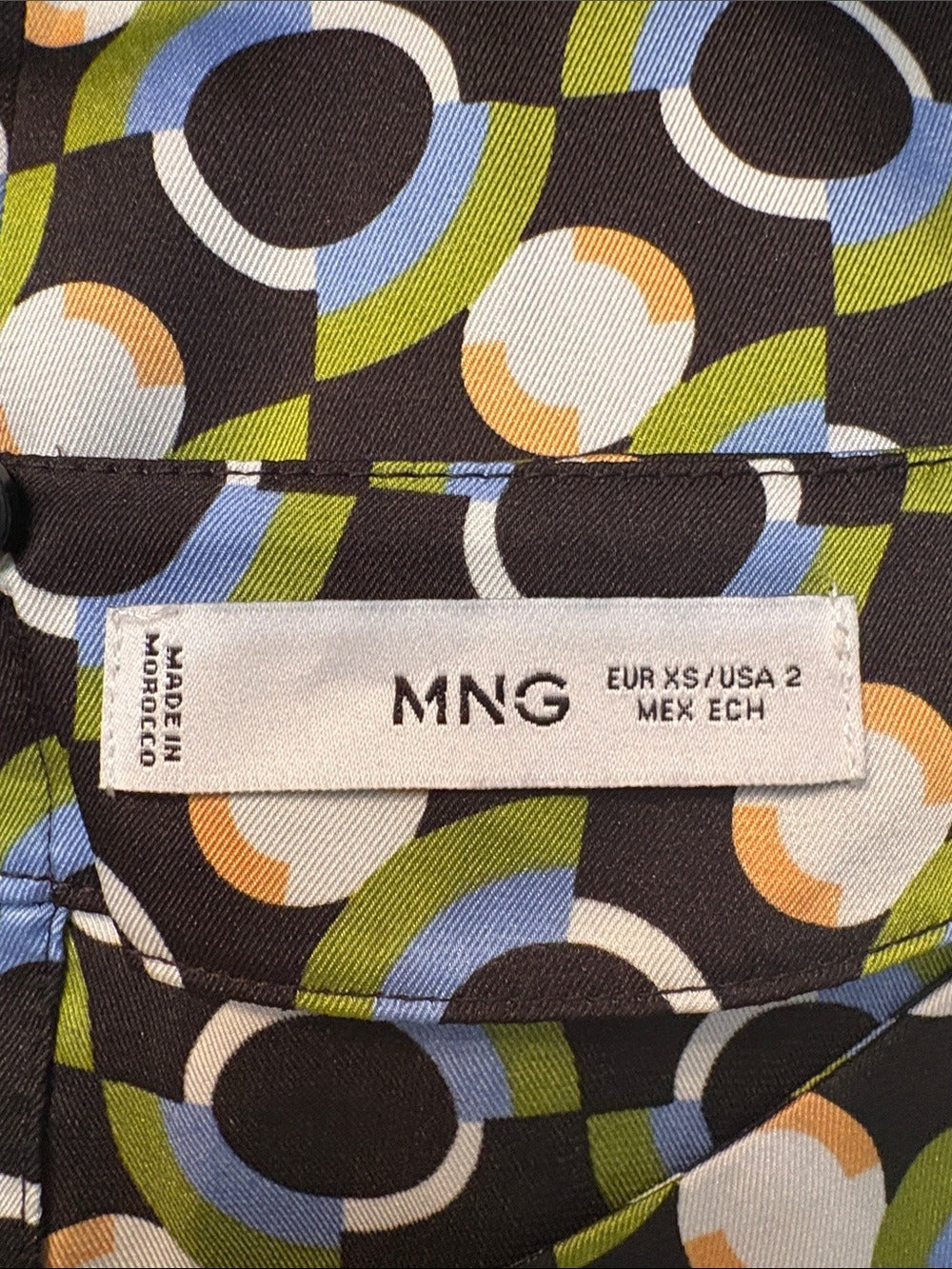 Mango Retro 70s Geometric Printed Long Sleeve Mini Dress - size 2 - Image 3