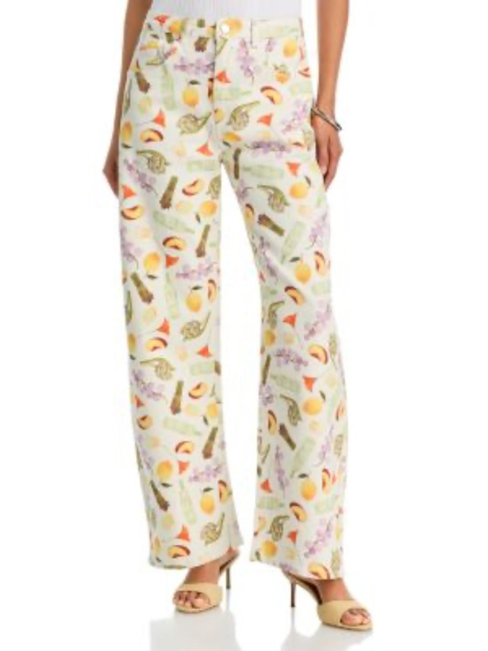 AQUA x Lisa Says Gah Farmstand Print Denim Top & Wide Leg Pants - size 25 - Image 1
