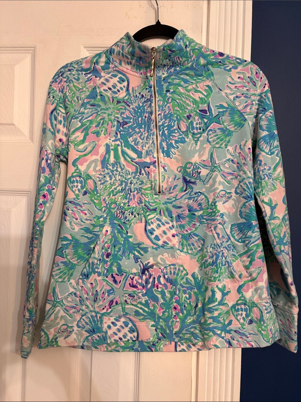 Lilly Pulitzer Skipper Popover Blue Pink Sea Coral - size small - Image 3