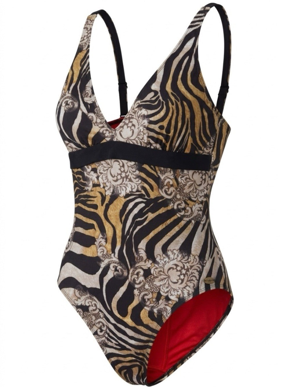 St. John Swim Black and Gold Animal-Print One piece bathing suit - size 10 - Image 1