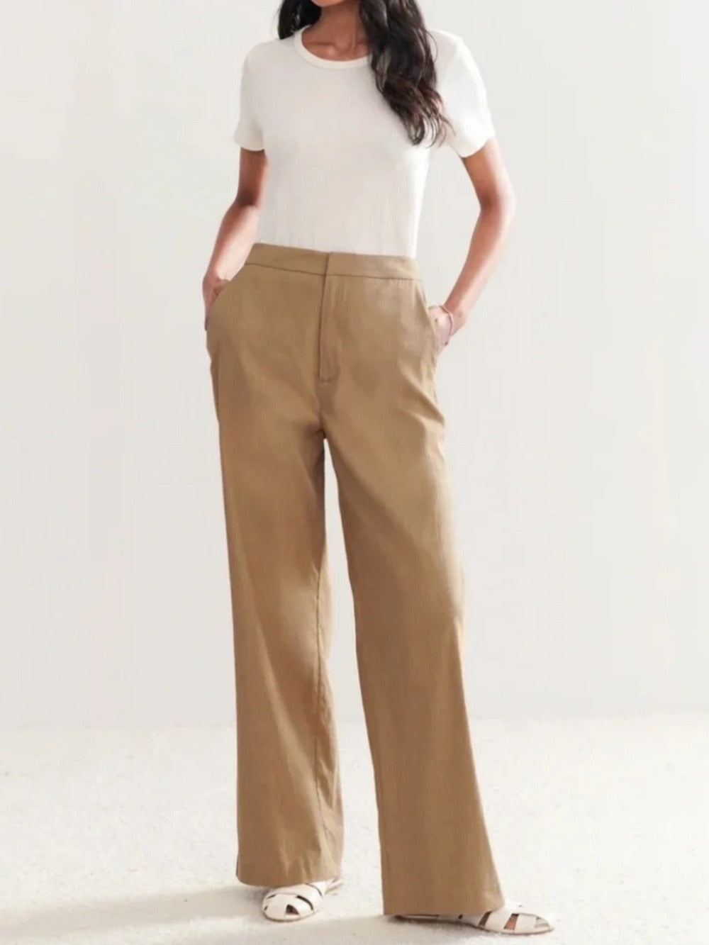 JENNI KAYNE Linen Keaton Trouser Pant in Khaki - size 0 🌟 - Image 3