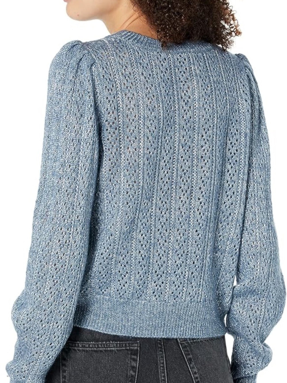 PAIGE Women's Athena Sweater Crew Neck Cropped Puff Sleeve - size small - Image 3