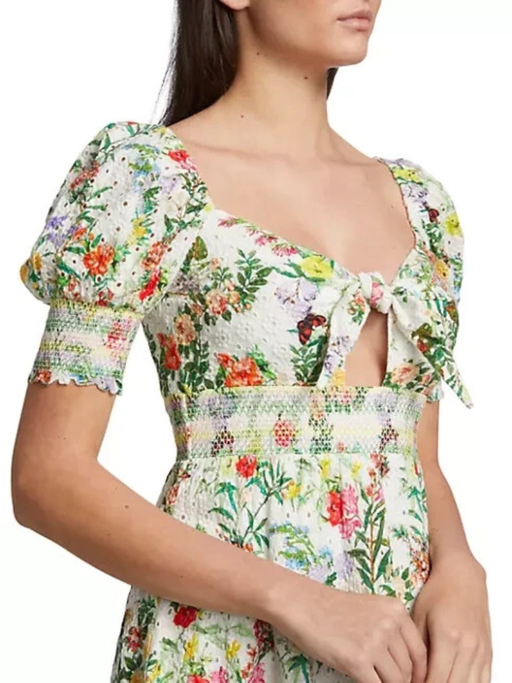 Alice + Olivia 'Kristie' Puff-Sleeve Mini-Dress, Off White/Multi - size small - Image 4
