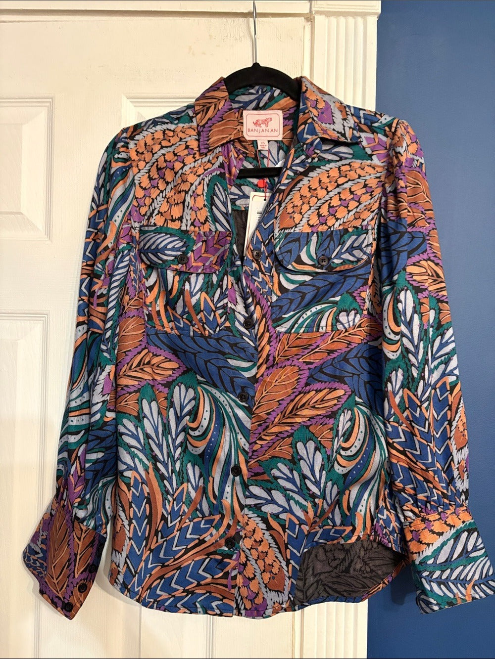 BANJANAN Cora stunning botanical print button down shirt - size XS NWT 🌟 - Image 9