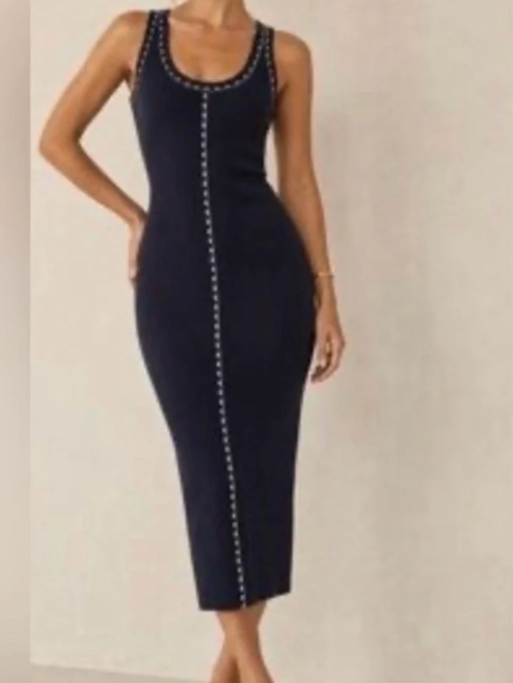 House of Harlow x Revolve Navy Blue Ribbed Midi Dress - S 🌟 - Image 1