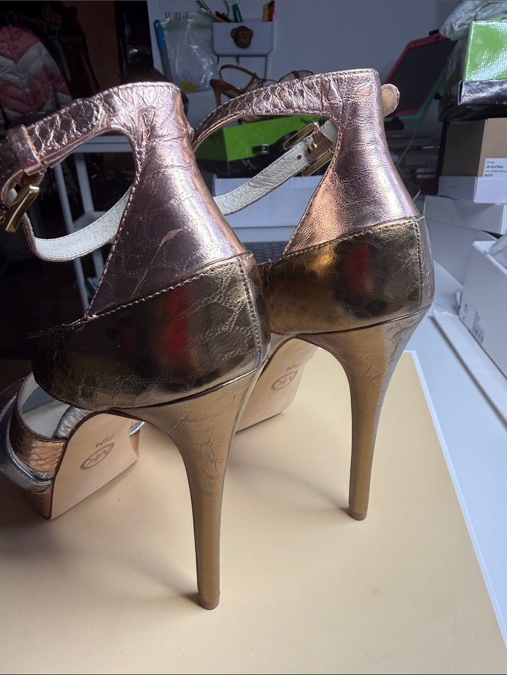 Michael Kors LEIGHTON ANKLE STRAP Rose Gold Sandals - size 7.5 🌟 - Image 5