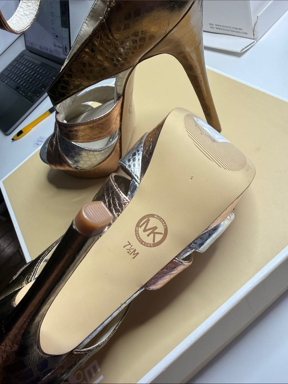Michael Kors LEIGHTON ANKLE STRAP Rose Gold Sandals - size 7.5 🌟 - Image 6