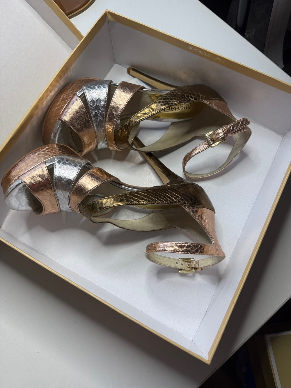 Michael Kors LEIGHTON ANKLE STRAP Rose Gold Sandals - size 7.5 🌟 - Image 3