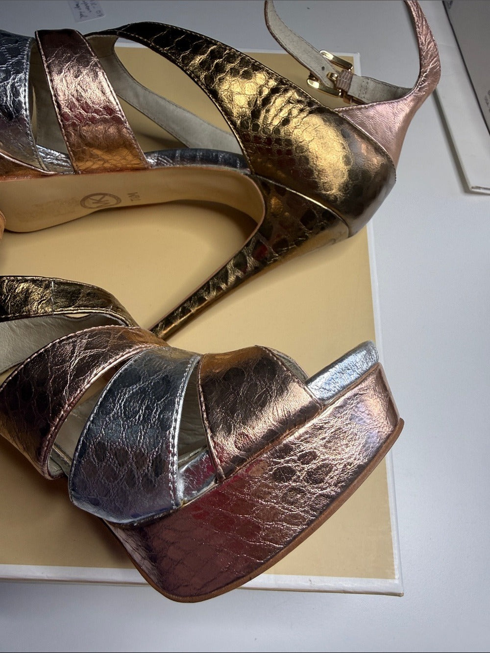 Michael Kors LEIGHTON ANKLE STRAP Rose Gold Sandals - size 7.5 🌟 - Image 8