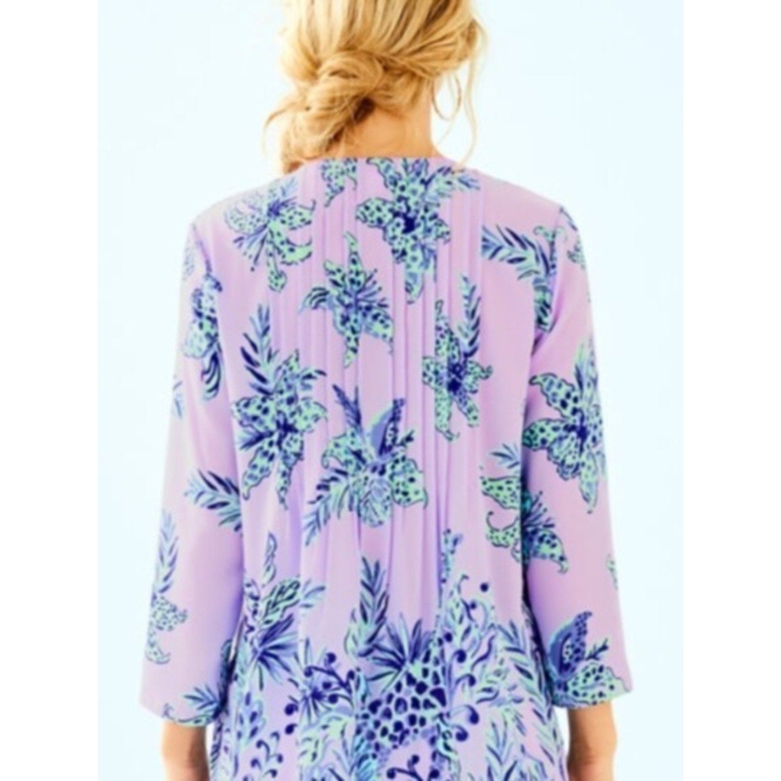 Lilly Pulitzer Marilina Tunic Blouse Top in Light Lilac Verbena Jungle Path -XS