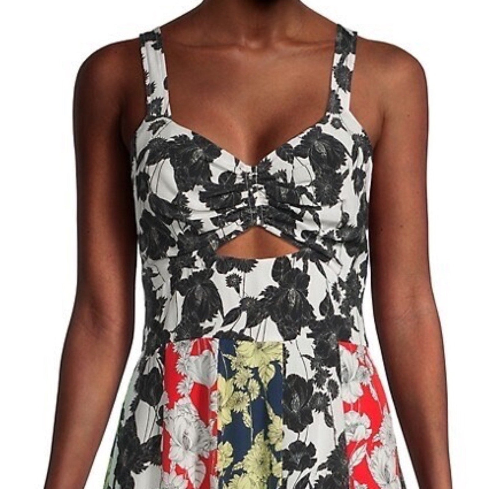 Jason Wu Mix Print A-Line Paneled Sweetheart Dress 100% Silk - size 6