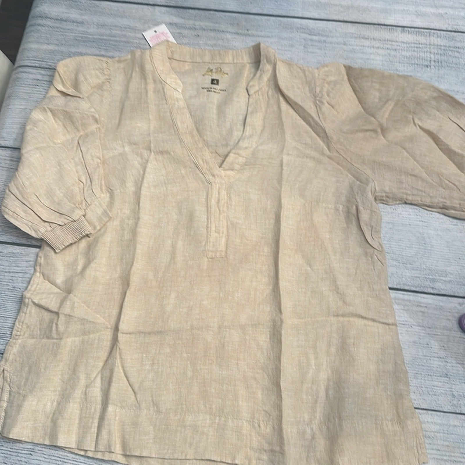 NEW Lilly Pulitzer Mialeigh Linen Top in sandbar - size 4