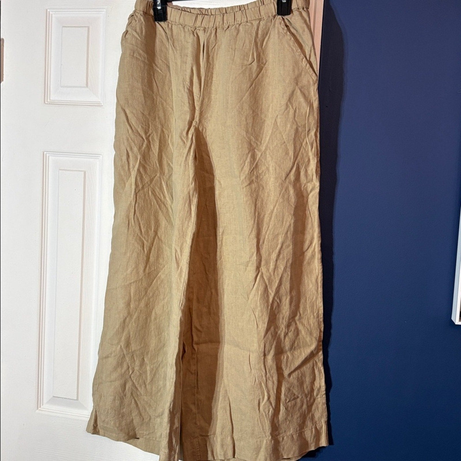 NEW Frank & Eileen Maisie 100% Linen Wideleg Pull-On Pants Coastal Beach - large