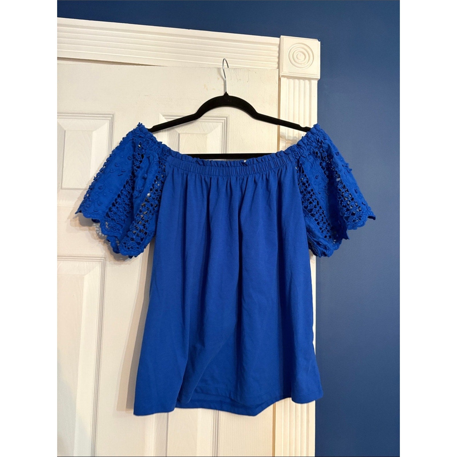 Lilly Pulitzer Fayette Off-The-Shoulder Top Baha Blue - L