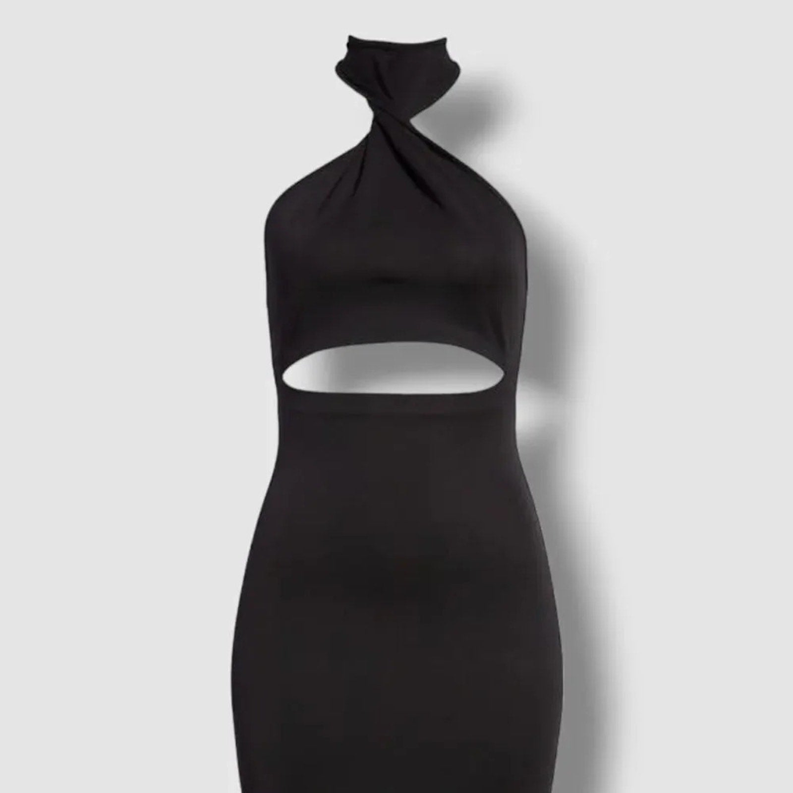 NEW $370 Gauge 81 Women's Black Sleeveless Abile Cutout Halter Midi Dress Size M