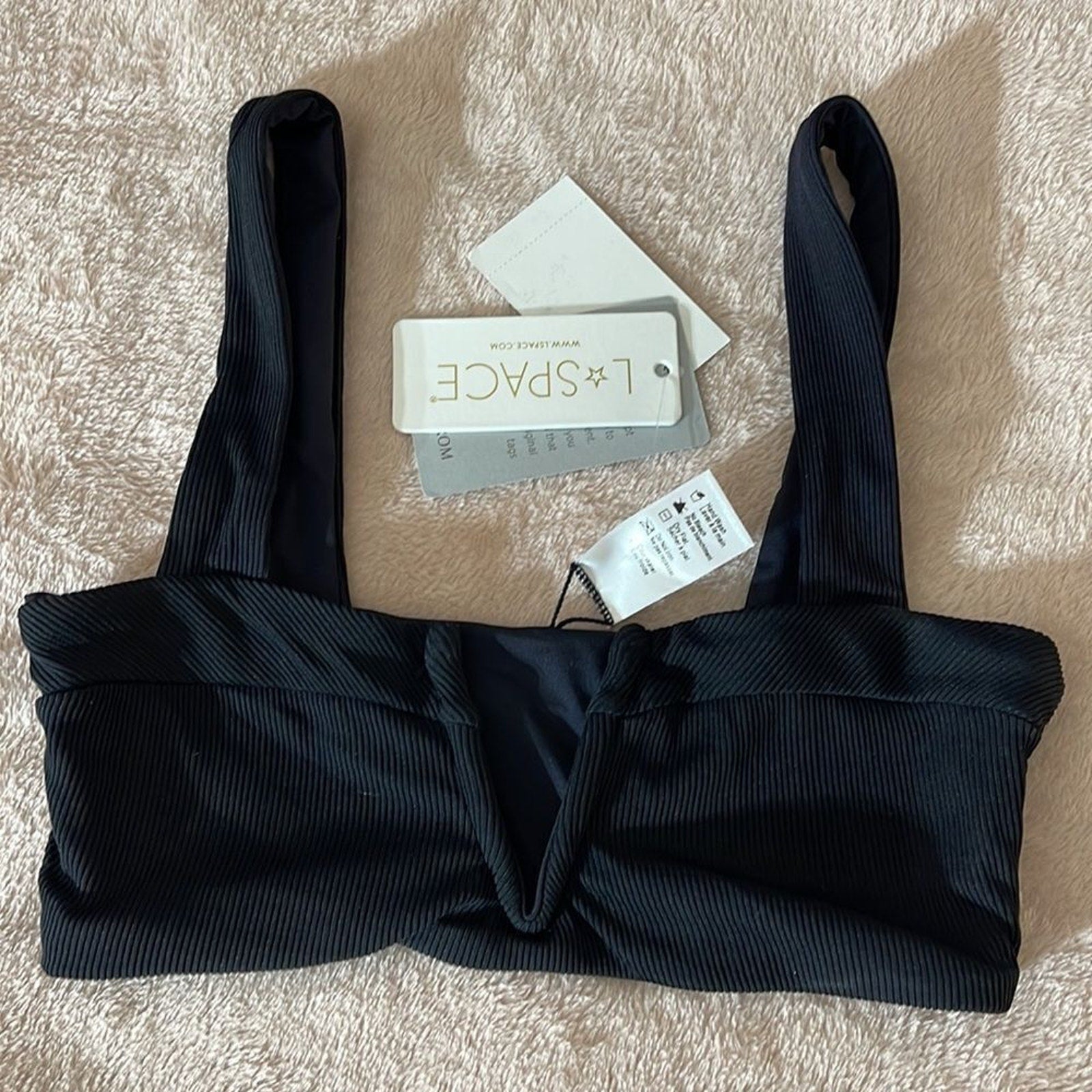 NWT L Space Lee Lee Bikini Top Black Revolve -size Xs