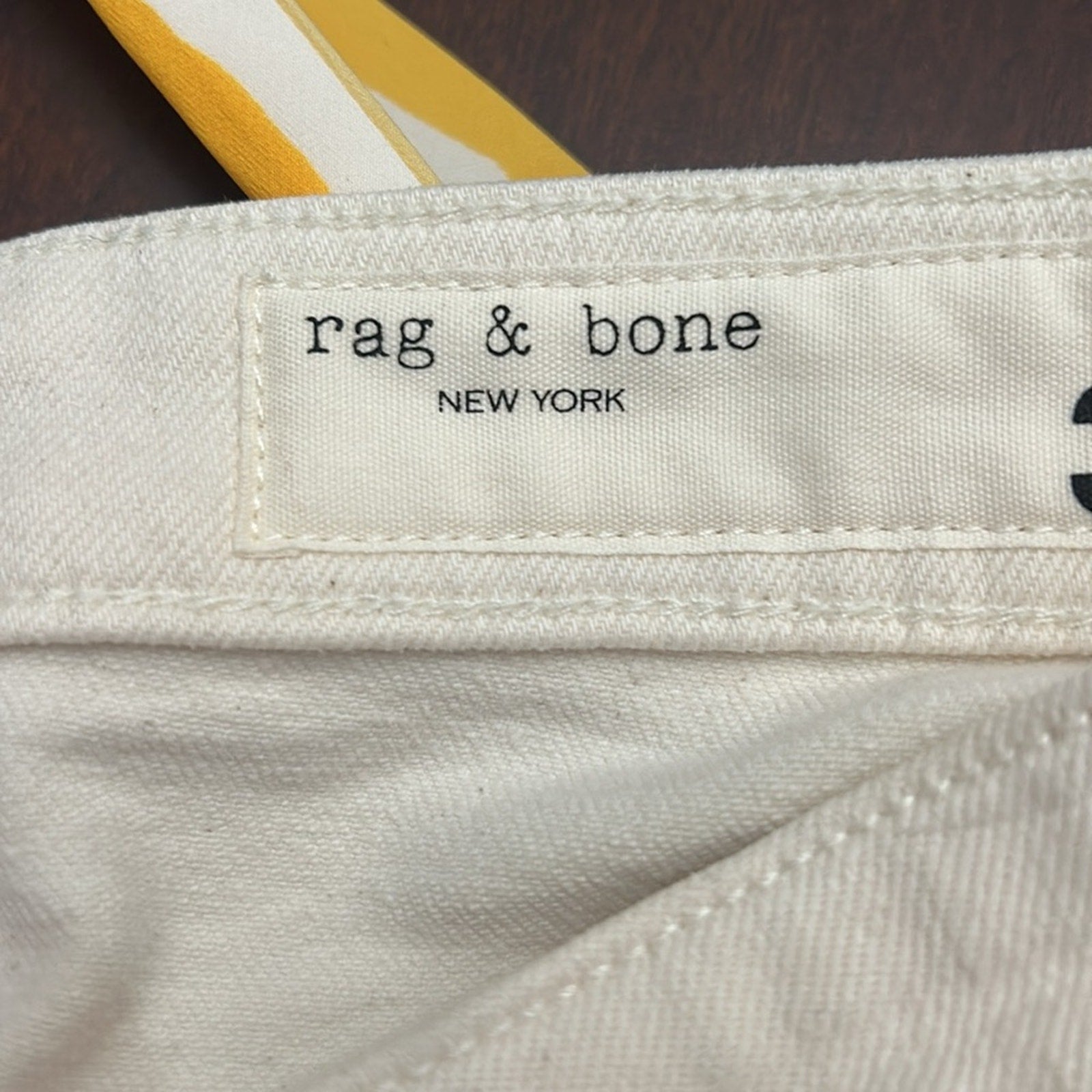 NWT Rag & Bone Nina High Waisted Raw Hem Ankle Flare Jeans Natural Ecru Size 30