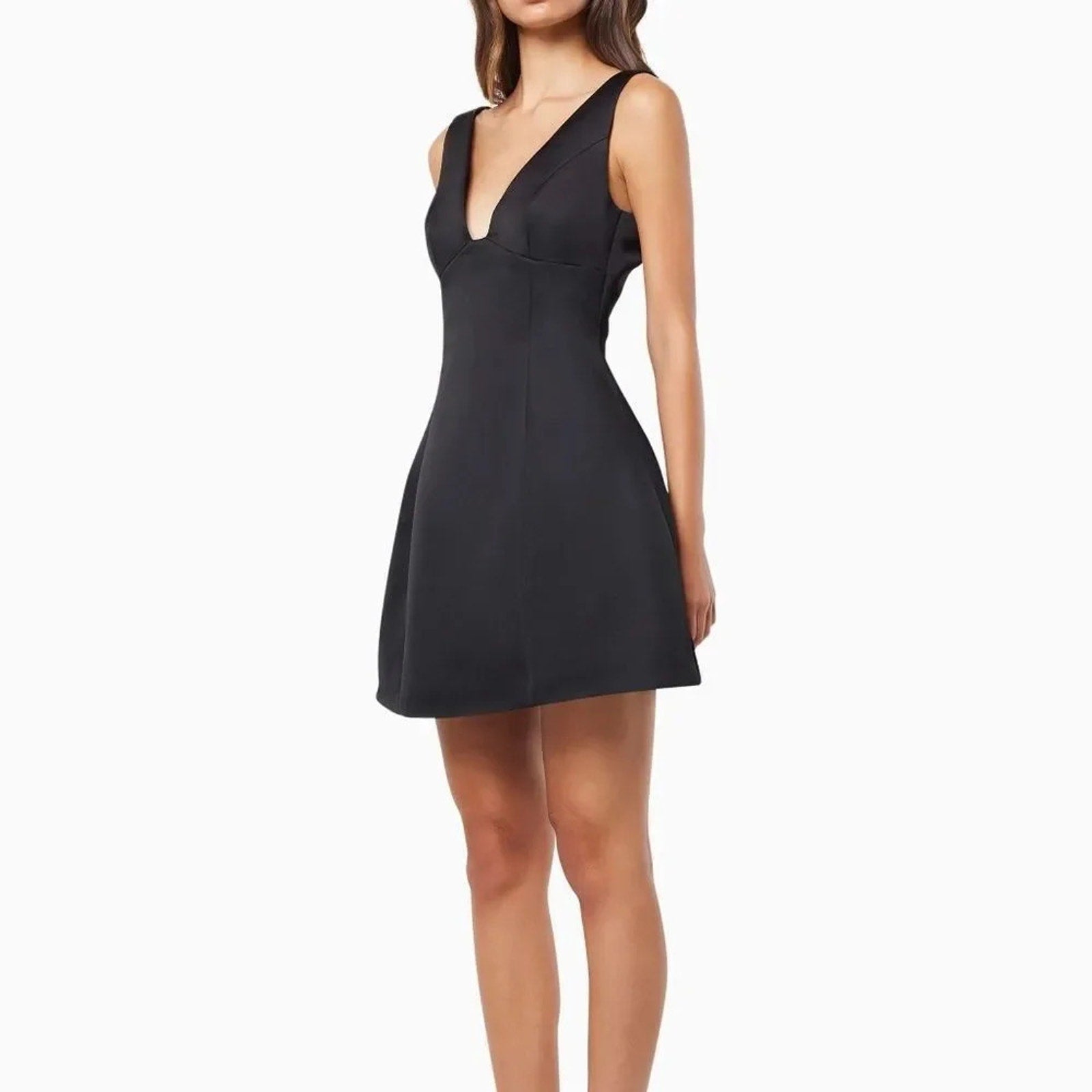 NEW Elliatt Jocosity Plunge Neck Fit & Flare Minidress in Black - size M