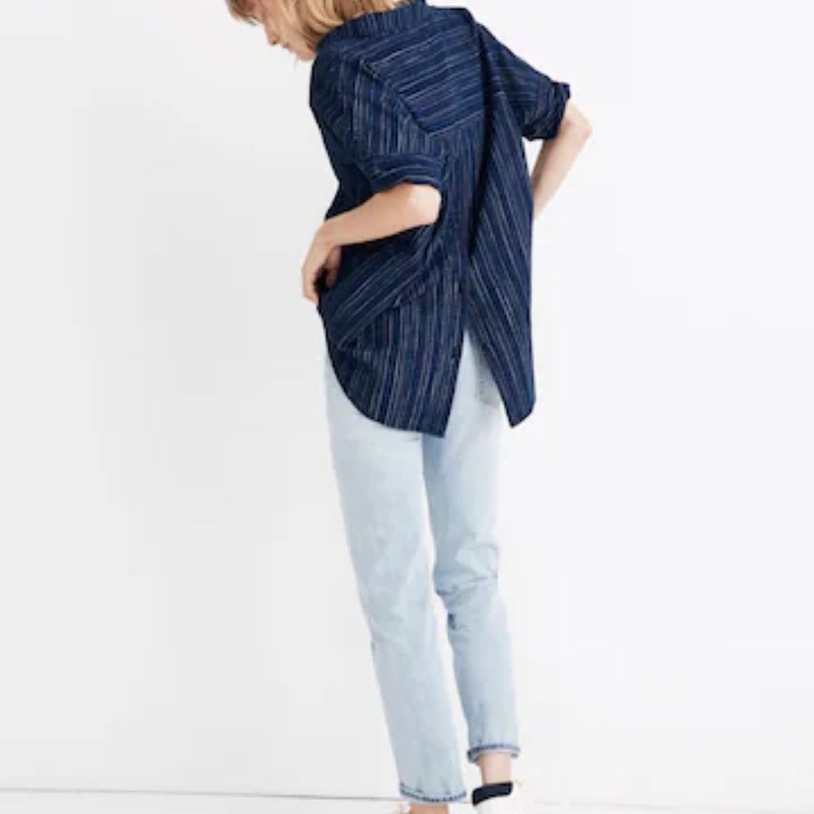 NWT Madewell Courier Button-Back Shirt in Cecile Stripe - size small