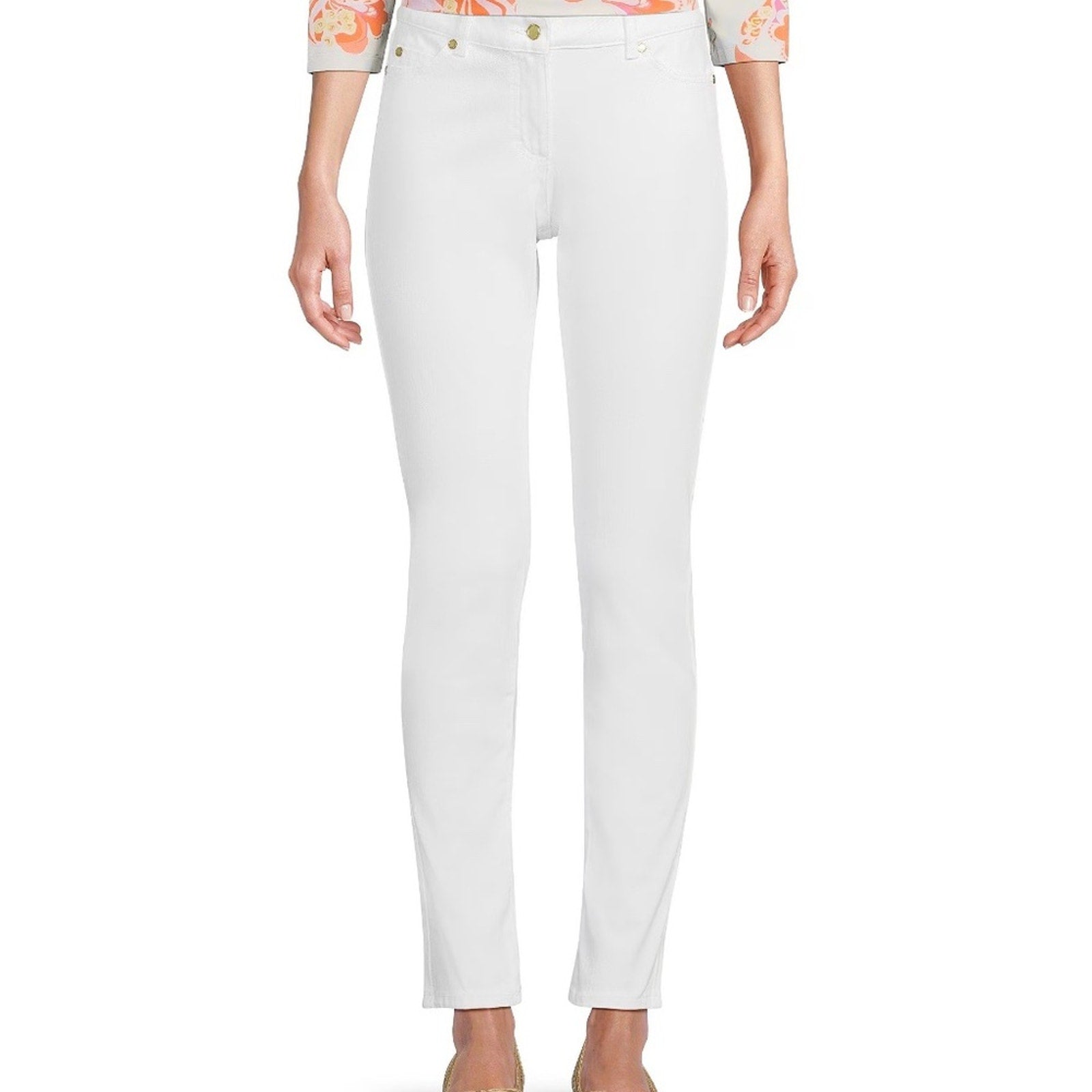 J. McLAUGHLIN Jeans White Slim Leg Denim 4-Way Stretch Cotton Size 2