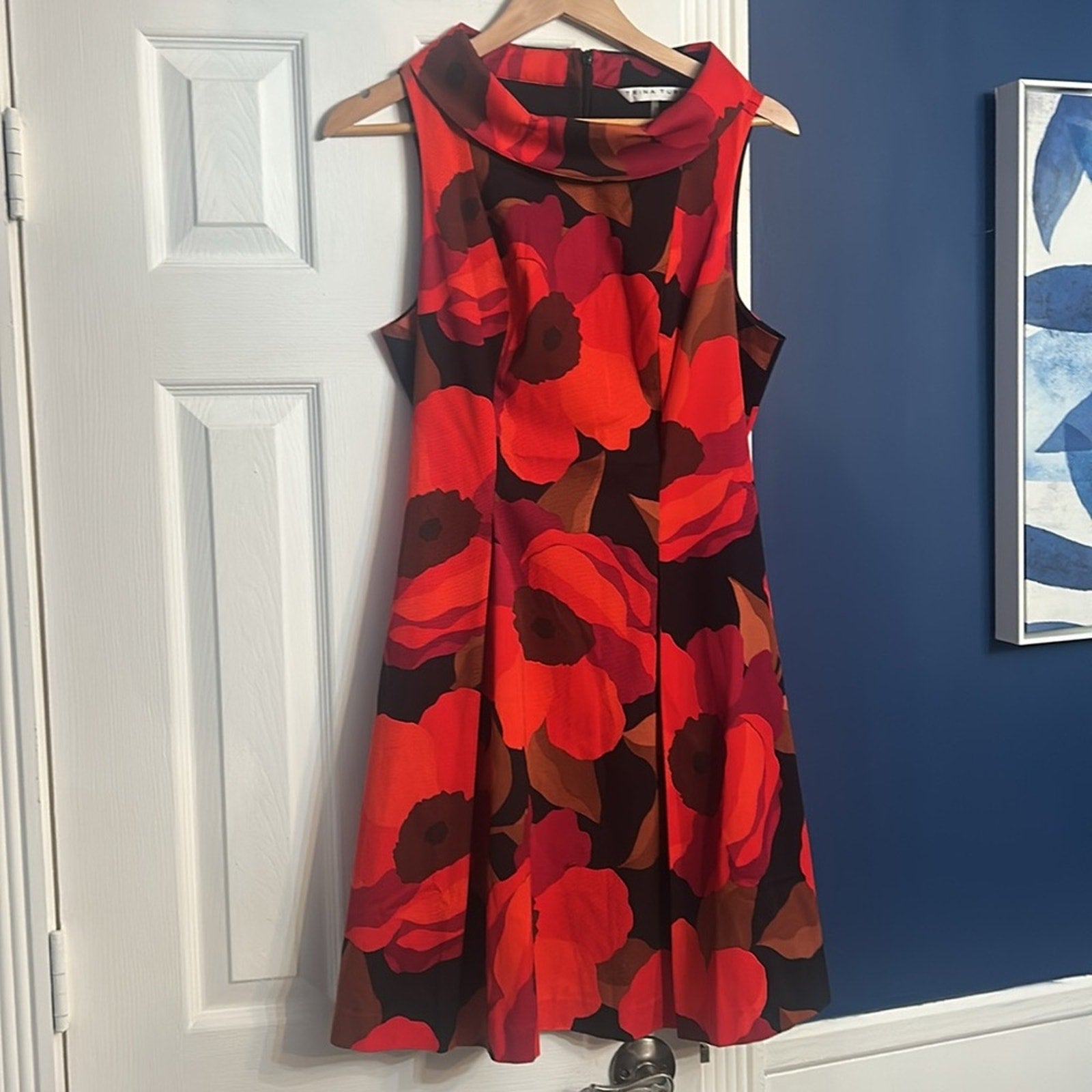 Trina Turk Sabar Red Floral Sleeveless Cocktail Dress - size 10