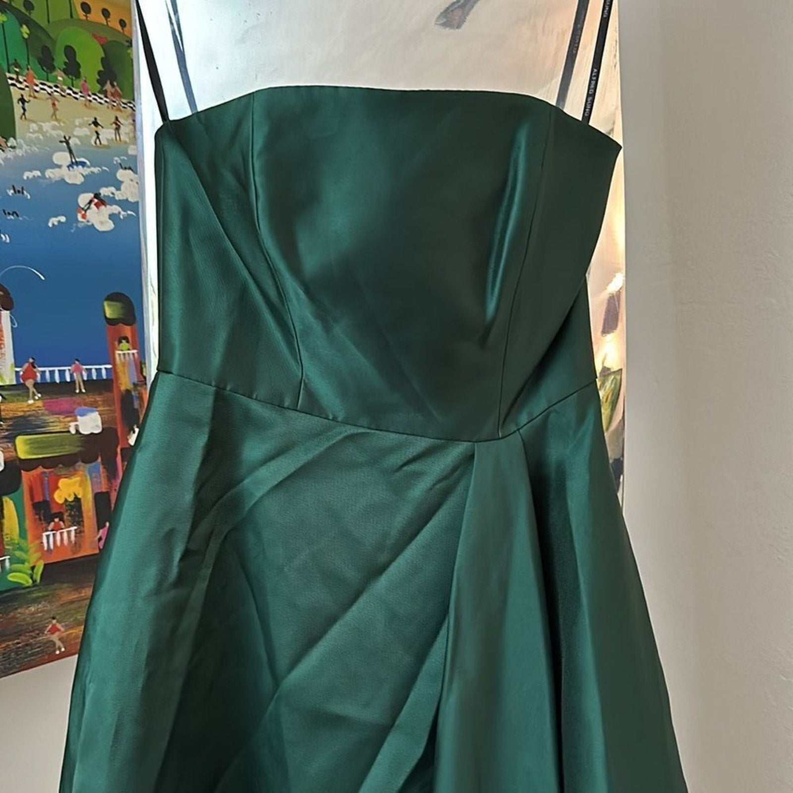NEW Alfred Sung Hunter Green Strapless Satin Gown Size 2 $252 D832
