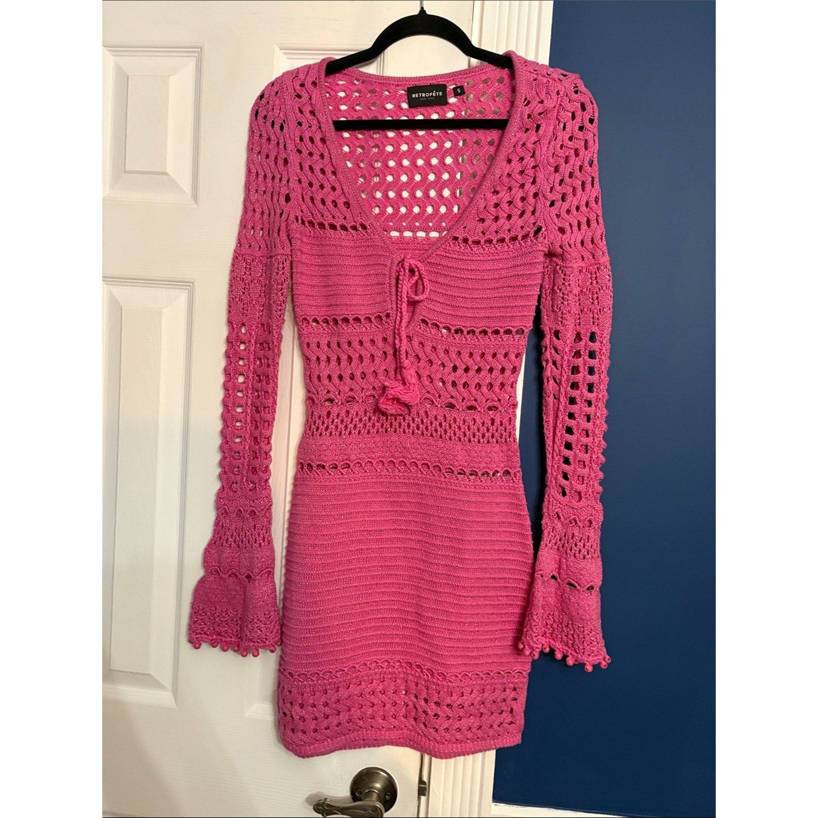 Retrofete PEONY KNIT CROCHET DRESS - size small