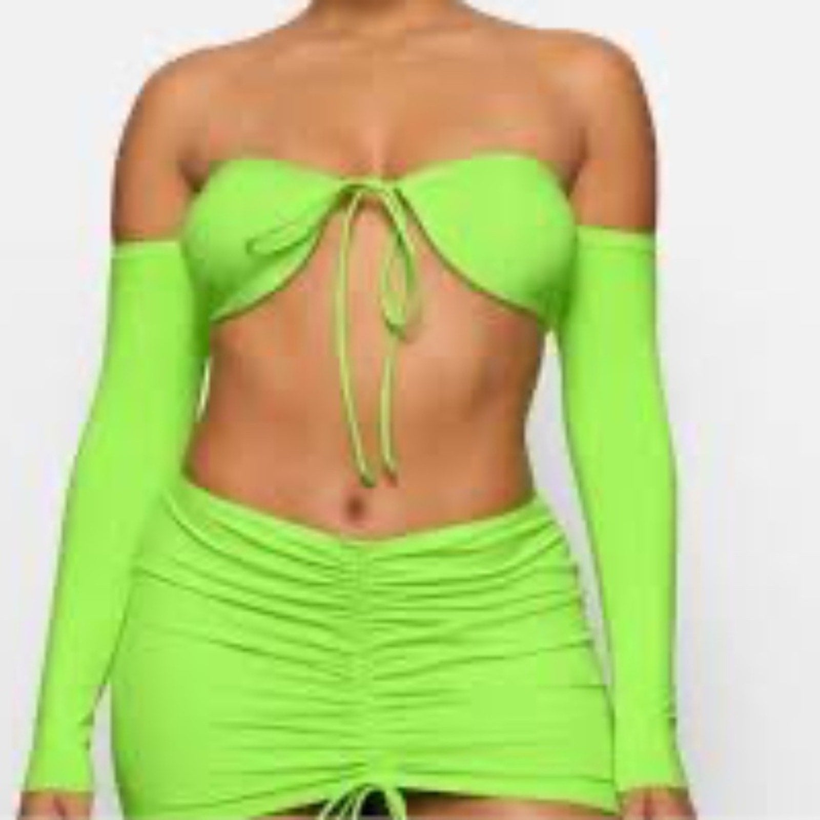 NWT Skims Swim Long Sleeve Bikini Top - neon green - size M