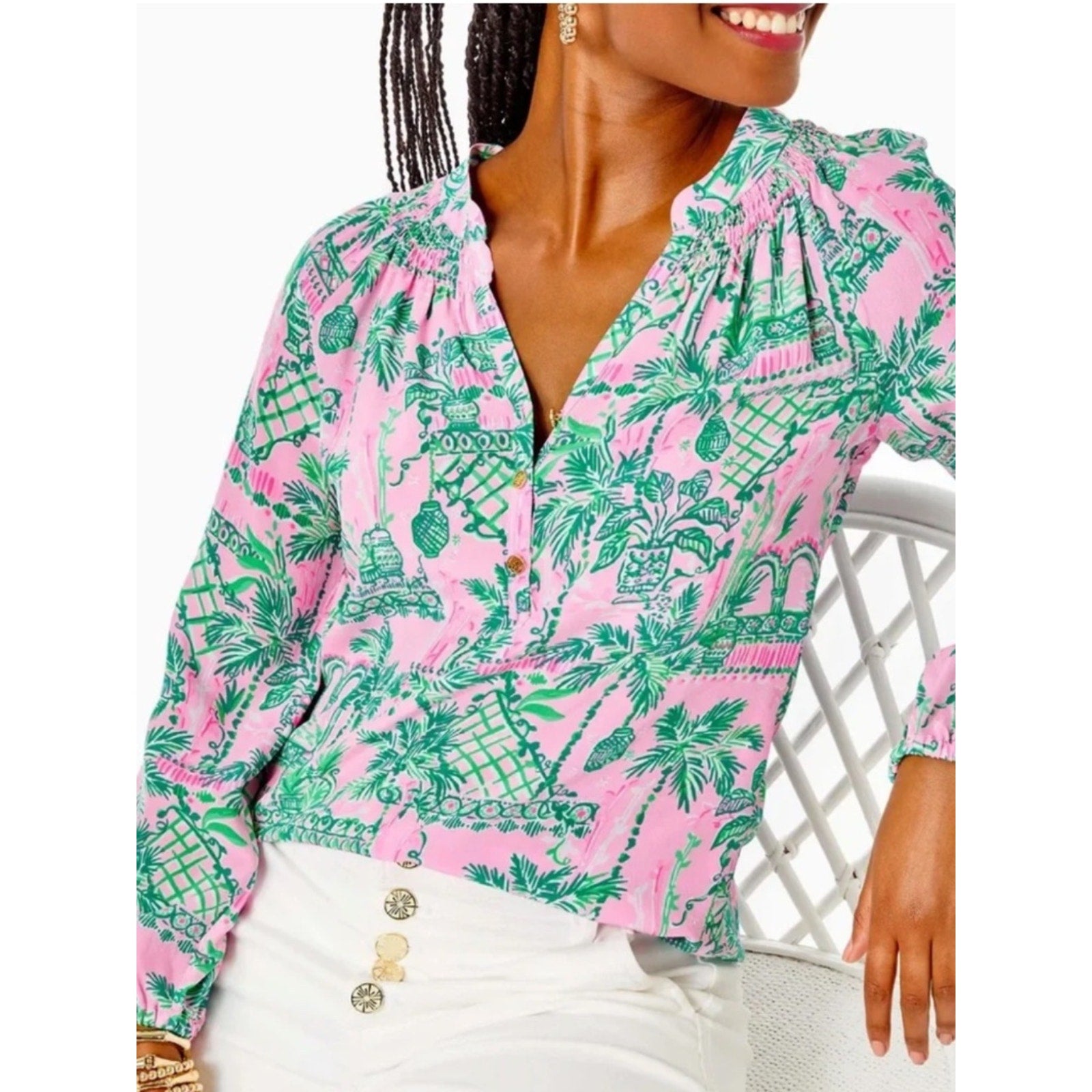 Lilly Pulitzer Elsa Silk Top in Baby Always Worth It - M 🌟