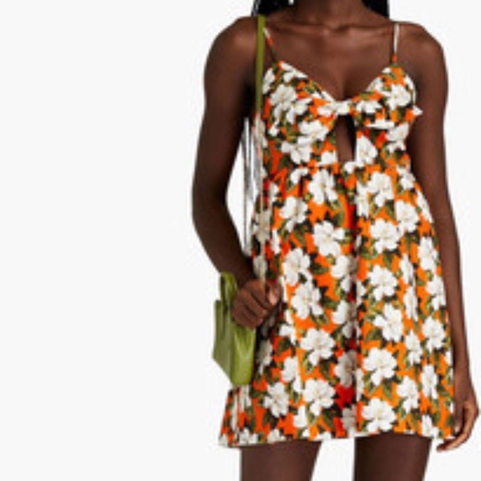 NEW ALICE + OLIVIA Melvina cutout floral-print linen-blend mini dress - size 6