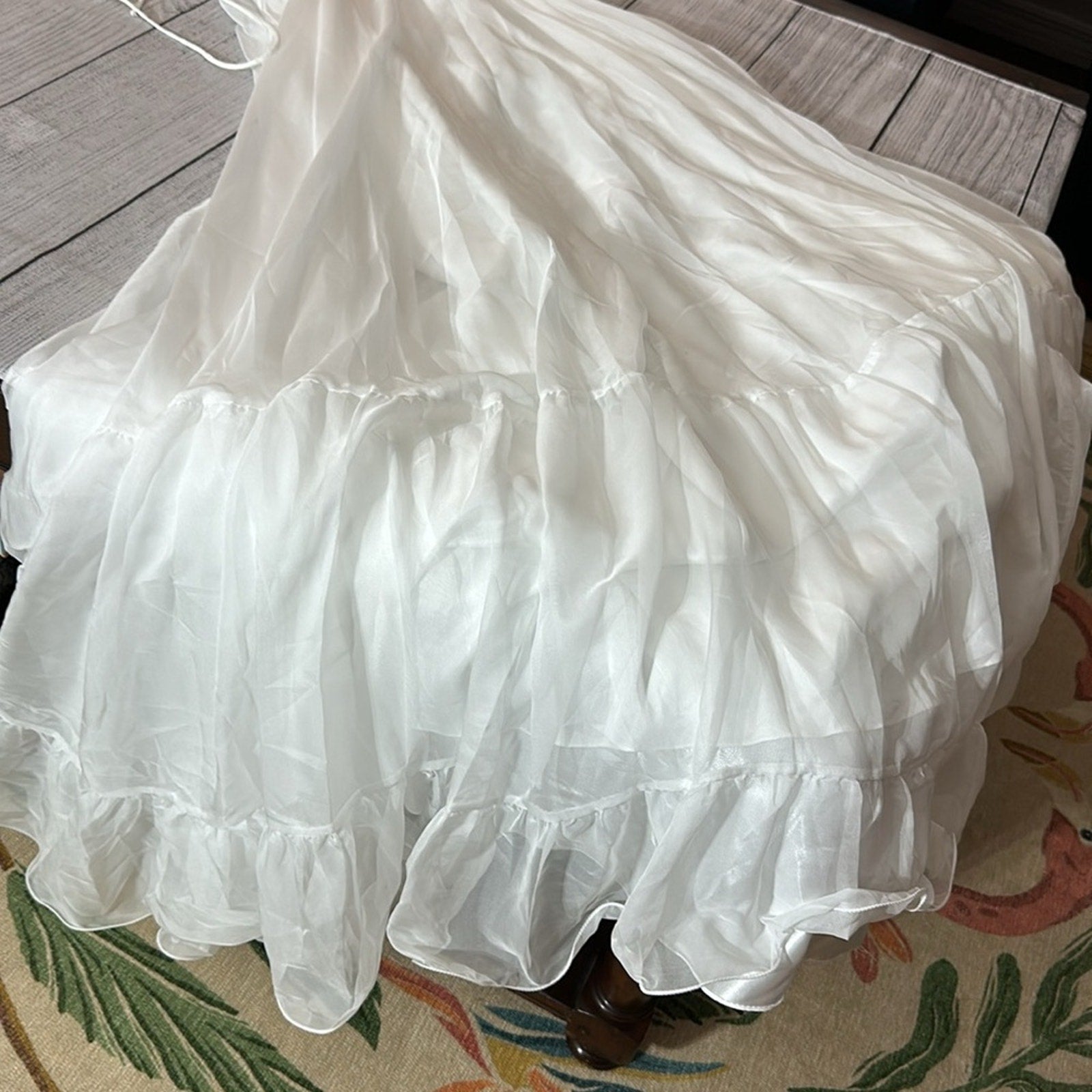 NWT Mac Duggal Indy A-Line Ruffled Back-Lace Chiffon Gown 67911 - size 8