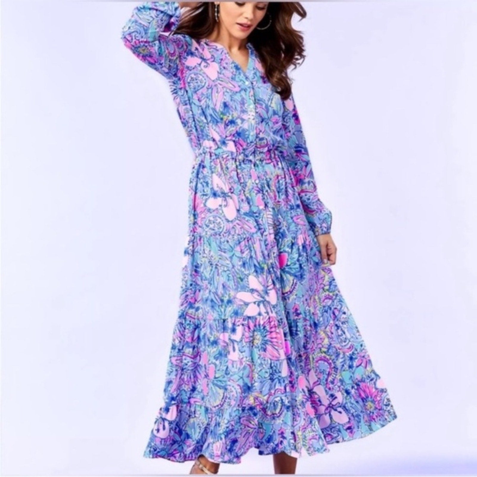 Lilly Pulitzer Cori Maxi Dress In Pop Up Got Your Back - size 10