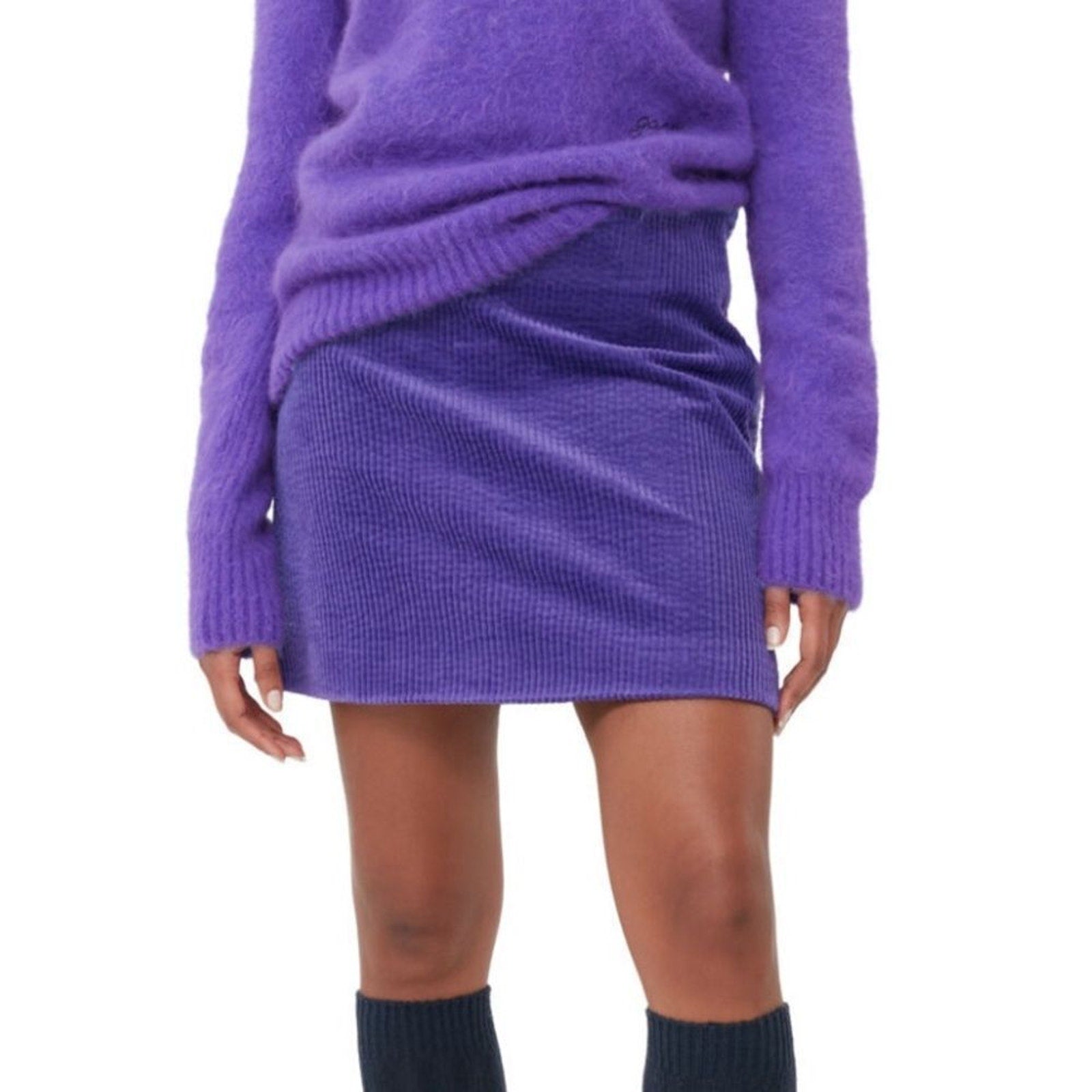 NEW Ganni PURPLE CORDUROY MINI SKIRT - size 4