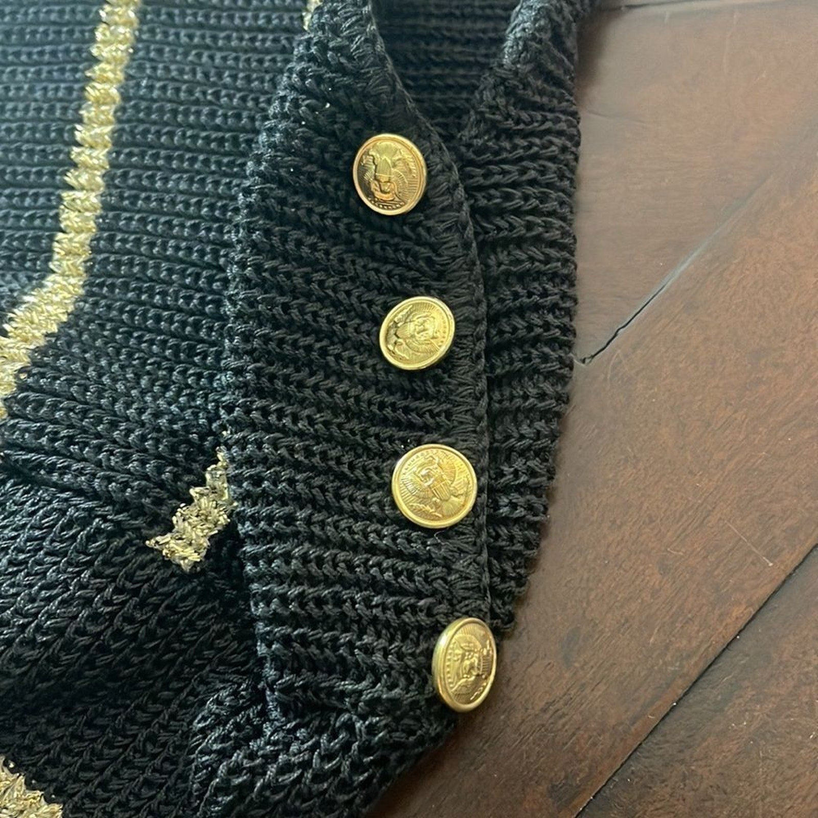 Vintage Diane Von Furstenberg black metallic gold sweater