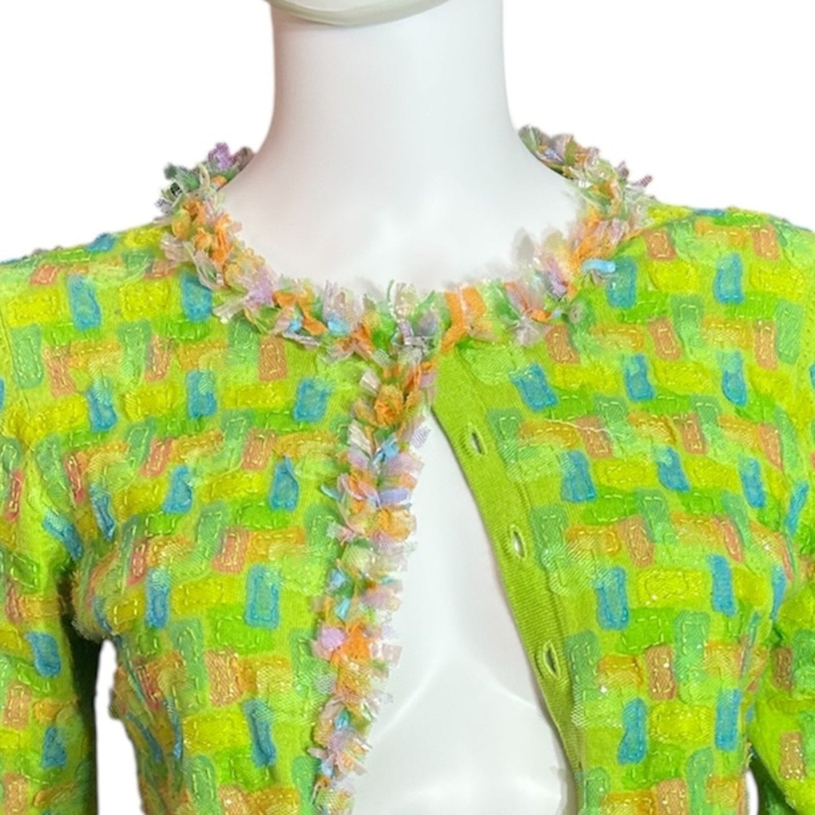 Michael Simon New York Vintage Tulle Cardigan Sweater Green - size M